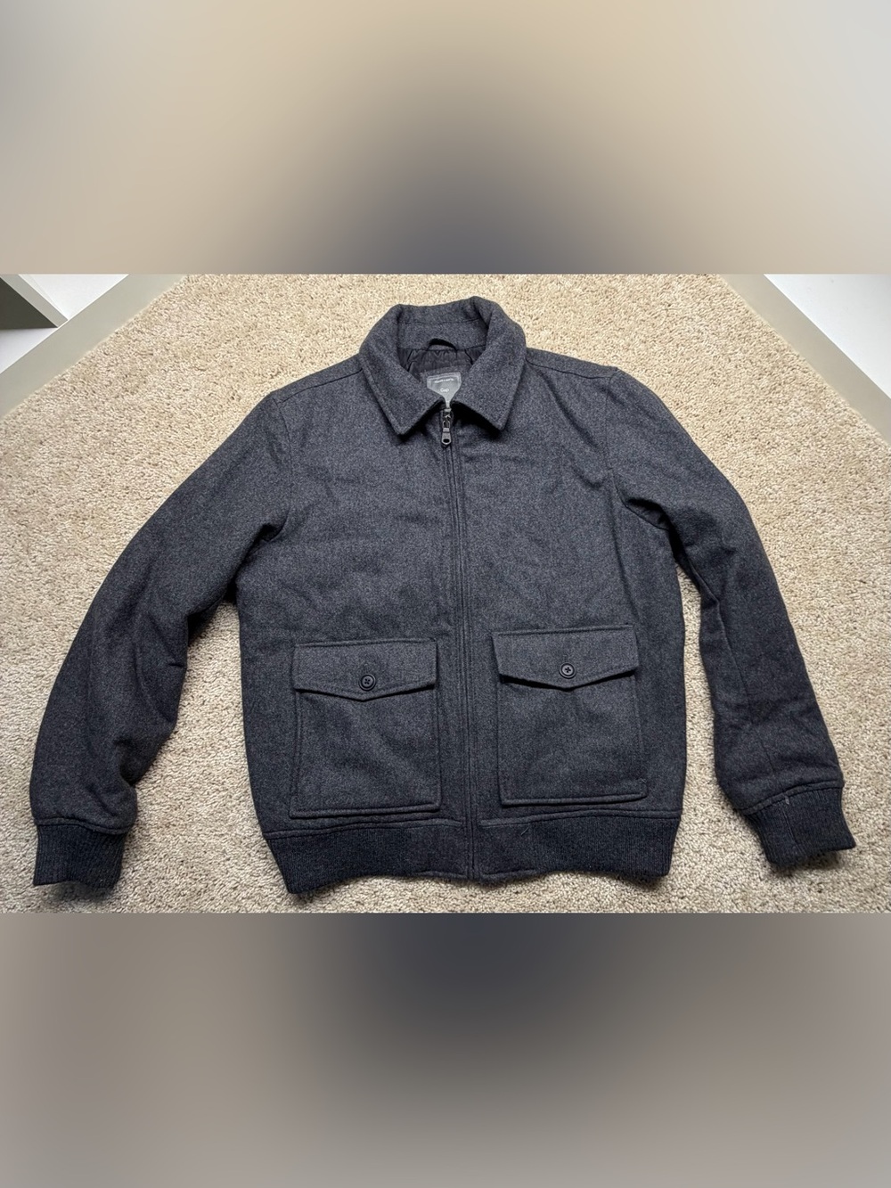Vintage Gap Wool Gray Bomber Jacket